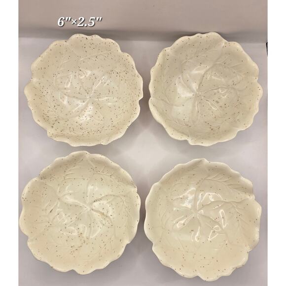 Vintage Melamine Cabbage Leaf Footed Bowls – Set of 4 - Picture 1 of 3